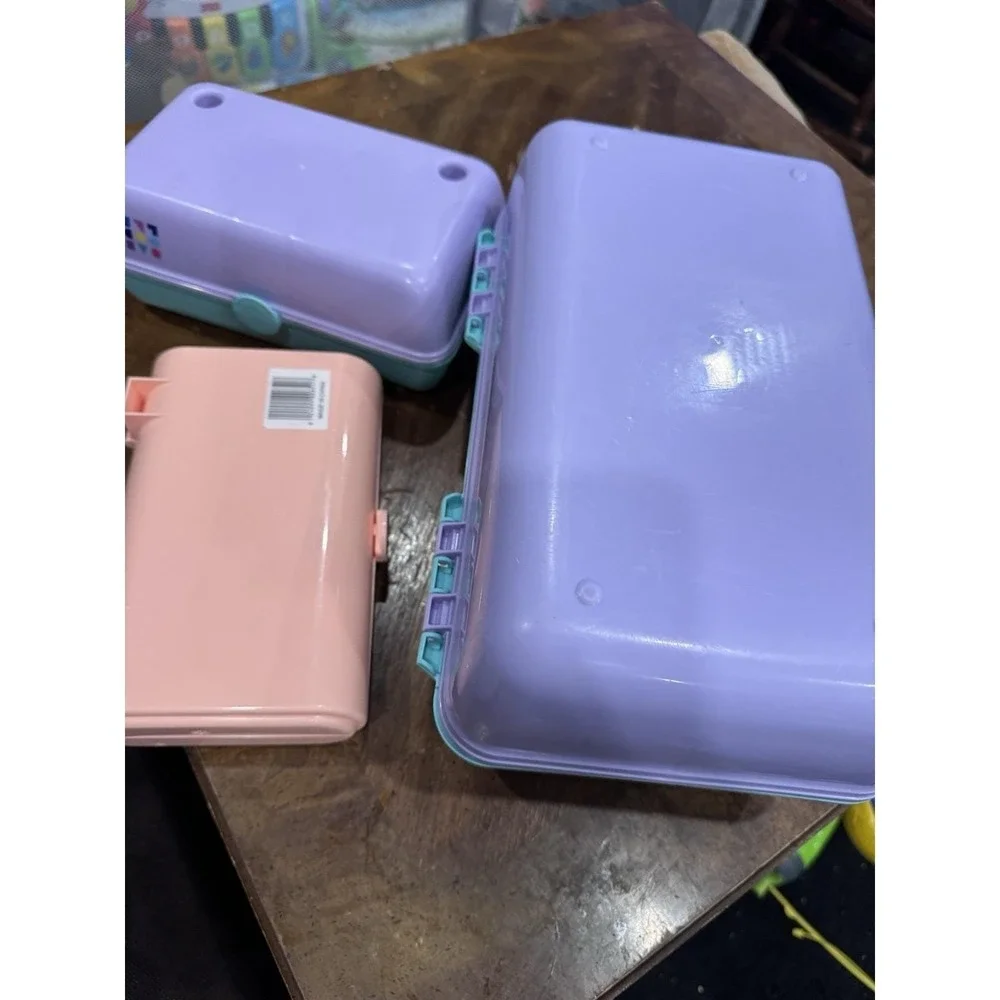 Caboodles 3 Cases Lavender Purple & Mint Green Makeup Organizer Vintage Set Of 3 - Picture 13 of 15